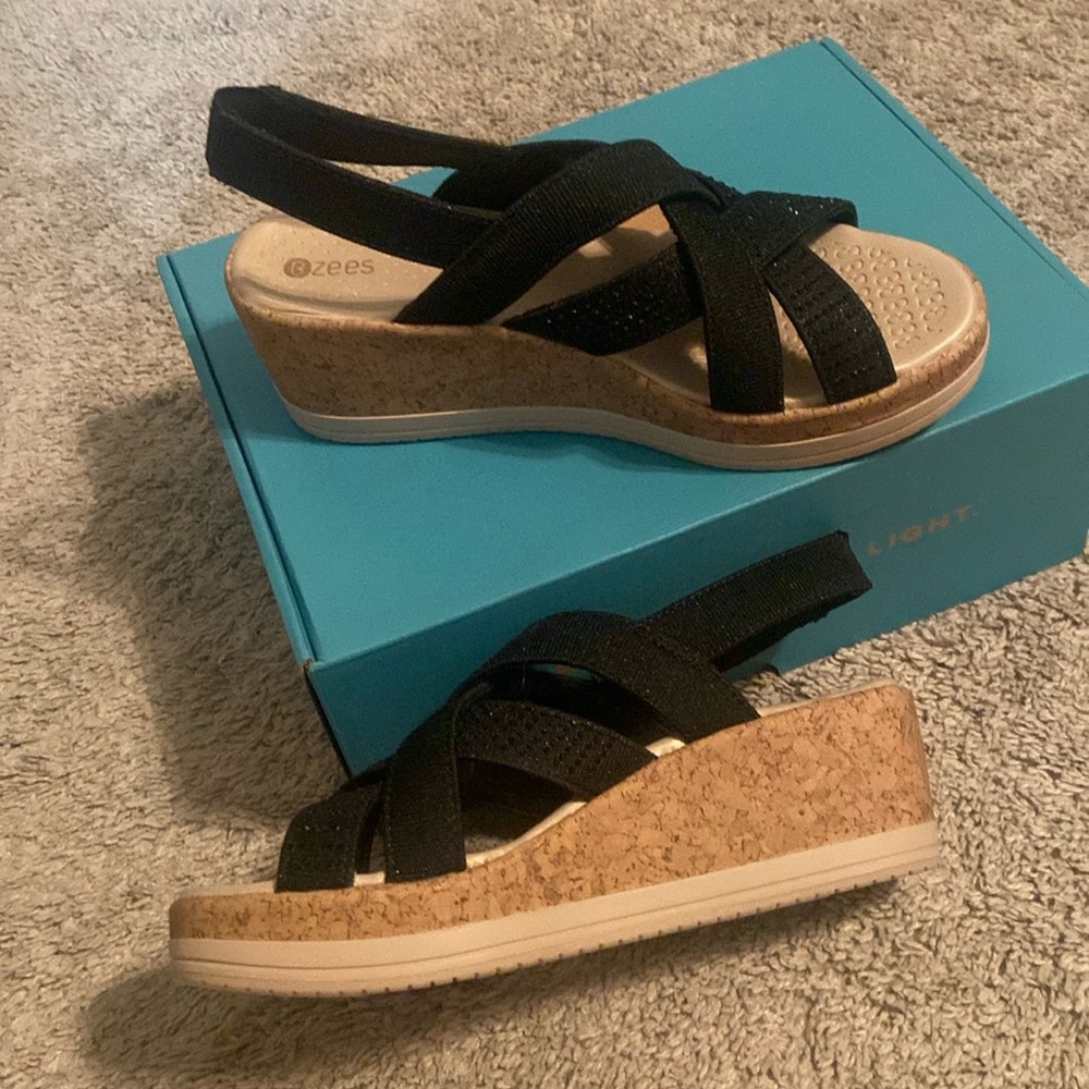 BZEES Cork Wedge Sandal